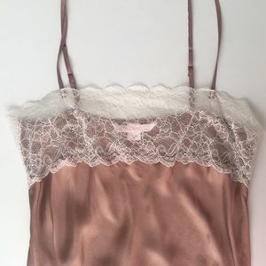 VTG Silk Bodysuit Camisole Lace VS Dusty Rose
